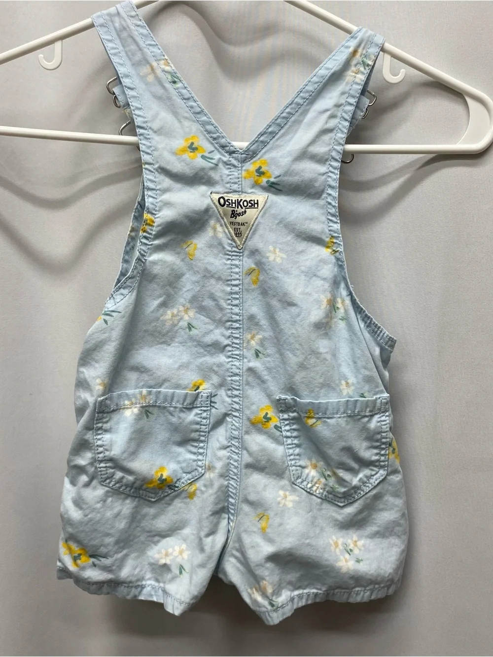 Oshkosh floral overalls girls size 18 months daisy blue shorts vestbak summer